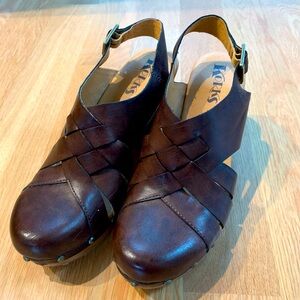 Like new heeled sling back clogs